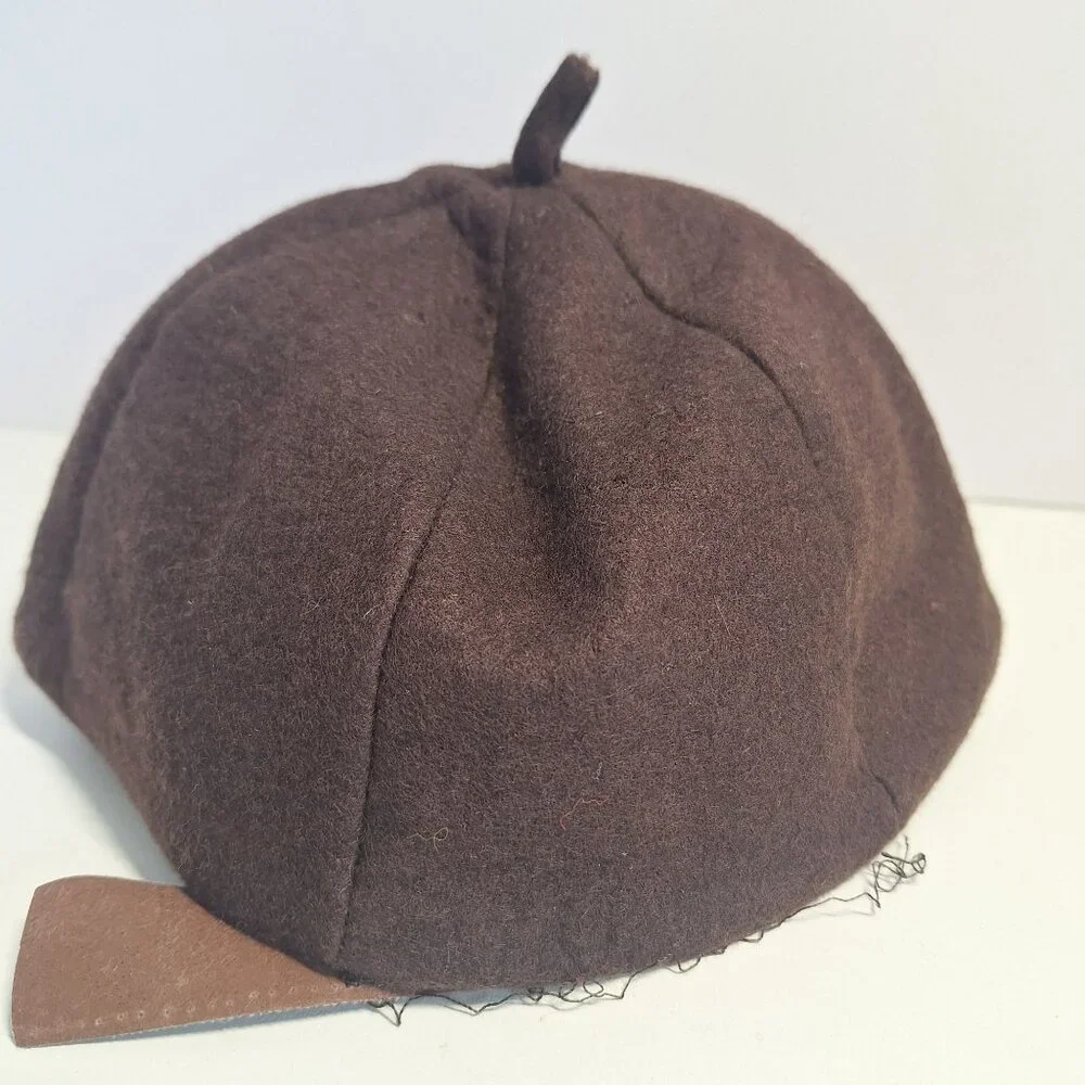 Brownie Girl Scout Beret & Adjustable Belt Brown Seam Issue on Hat READ Vintage